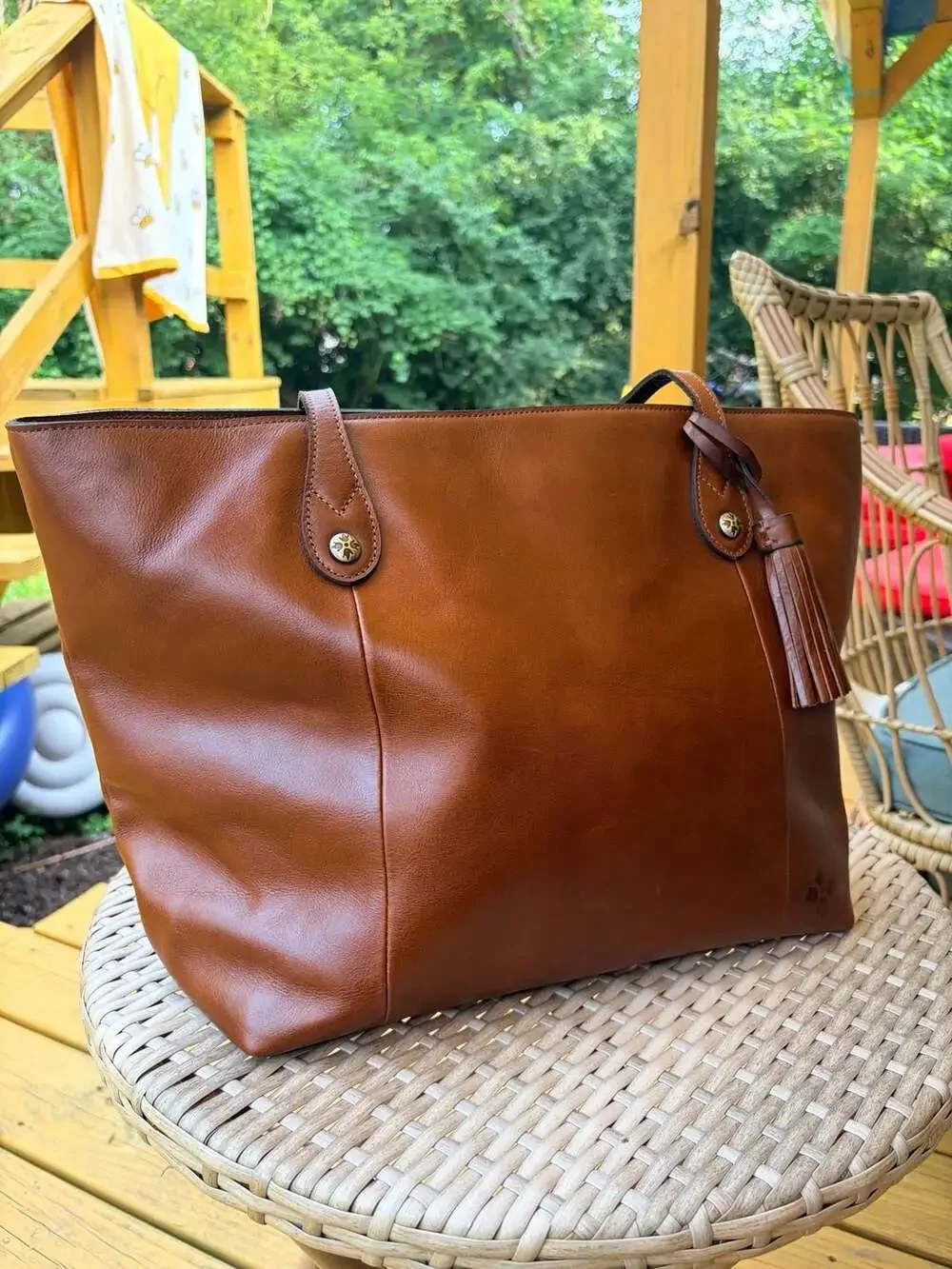 Patricia Nash Luserna Leather Tote Bag in Cognac
